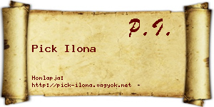 Pick Ilona névjegykártya